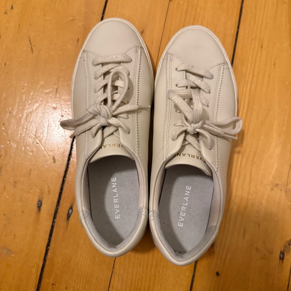 Everlane Cream Leather Low-Top Sneakers